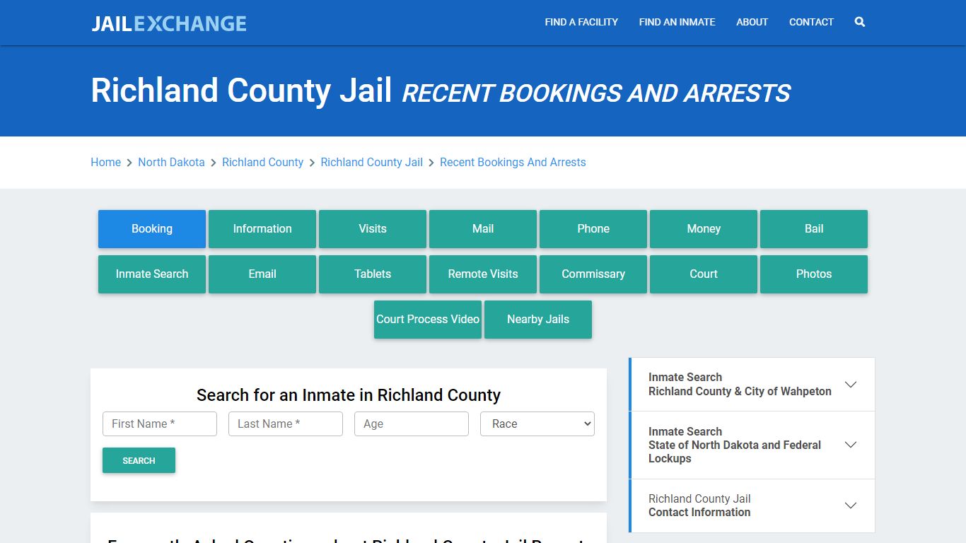 Richland County Jail Recent Bookings And Arrests - Jail Exchange